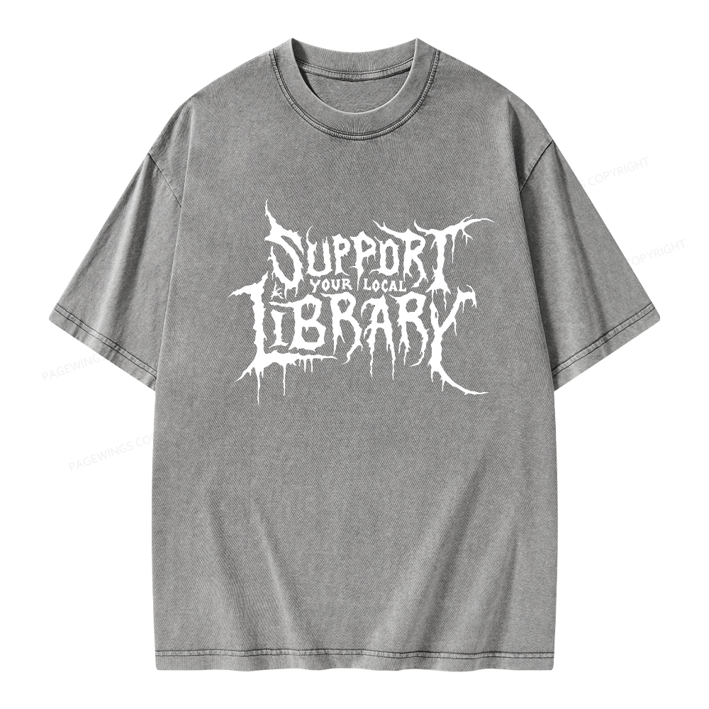 Pagewings Support Your Local Library Unisex Washed T-shirt