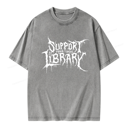 Pagewings Support Your Local Library Unisex Washed T-shirt