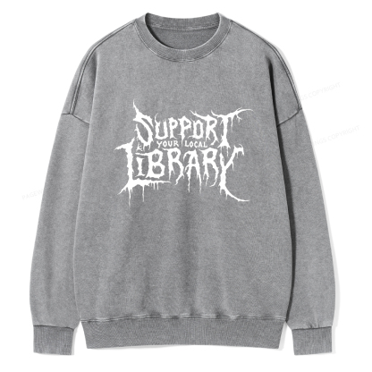 Pagewings Support Your Local Library Unisex Washed Sweatshirt