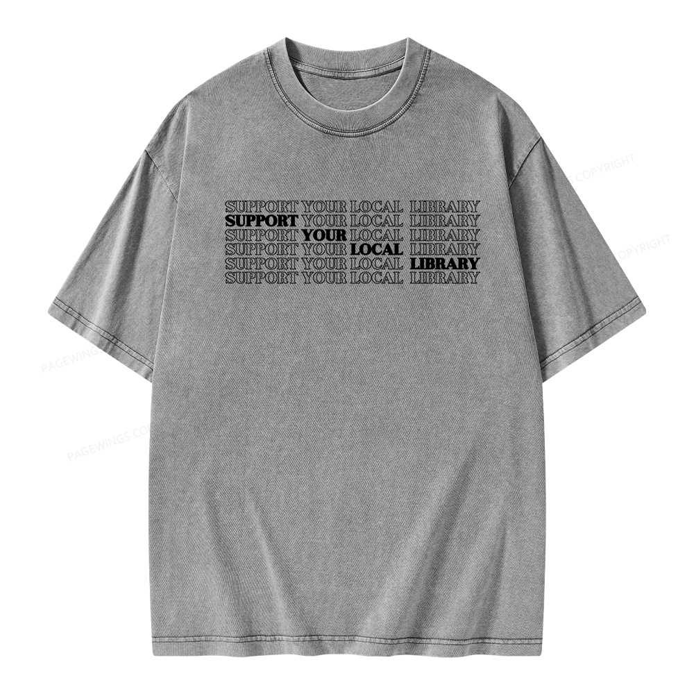 Pagewings Support your local library Unisex Washed T-shirt