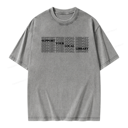 Pagewings Support your local library Unisex Washed T-shirt