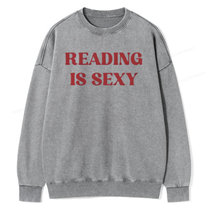 Pagewings Reading Is Sexy Shirt, Book Lover Shirt Unisex Washed Sweatshirt
