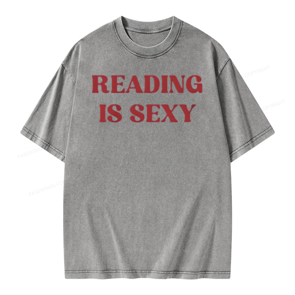 Pagewings Reading Is Sexy Shirt, Book Lover Shirt Unisex Washed T-shirt