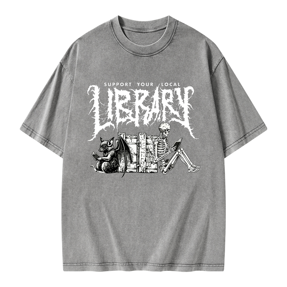 Pagewings Support Your Local Library Unisex Washed T-shirt