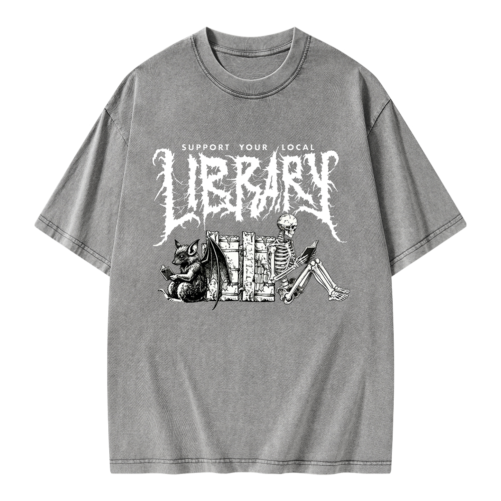 Pagewings Support Your Local Library Unisex Washed T-shirt