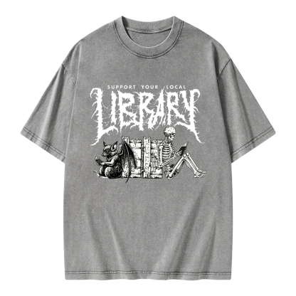 Pagewings Support Your Local Library Unisex Washed T-shirt