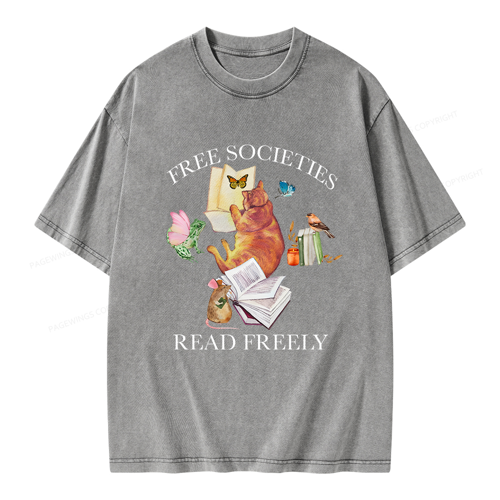 Pagewings Free societies read freely shirt Unisex Washed T-shirt