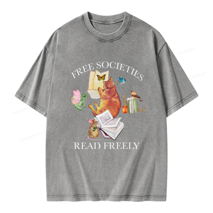 Pagewings Free societies read freely shirt Unisex Washed T-shirt