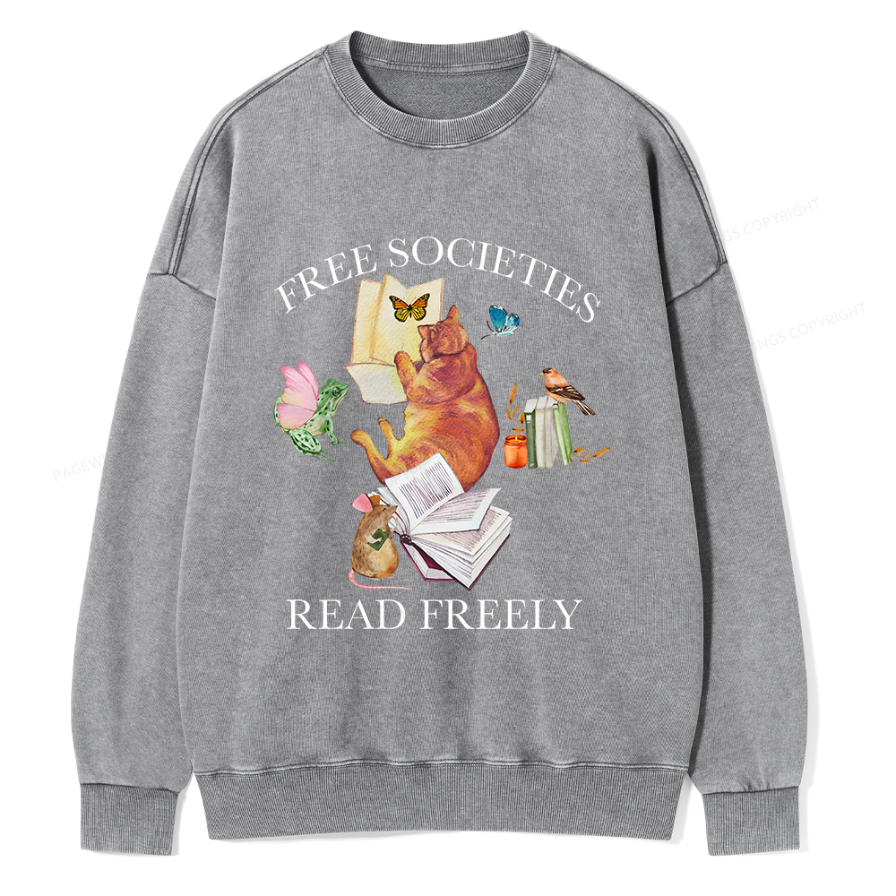 Pagewings Free societies read freely shirt Unisex Washed Sweatshirt