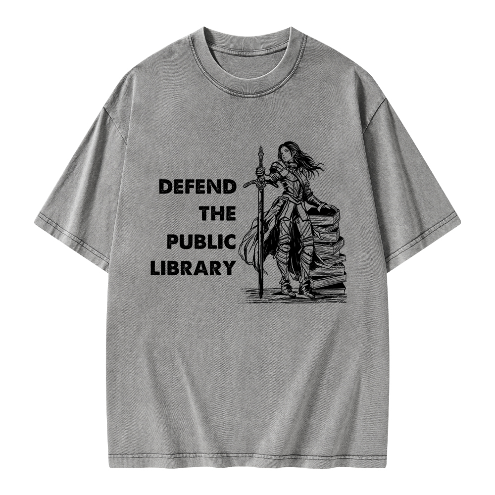 Pagewings Defend The Public Library Unisex Washed T-shirt