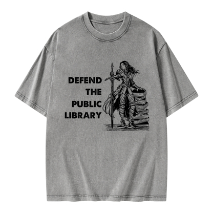 Pagewings Defend The Public Library Unisex Washed T-shirt