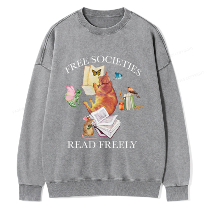 Pagewings Free societies read freely shirt Unisex Washed Sweatshirt