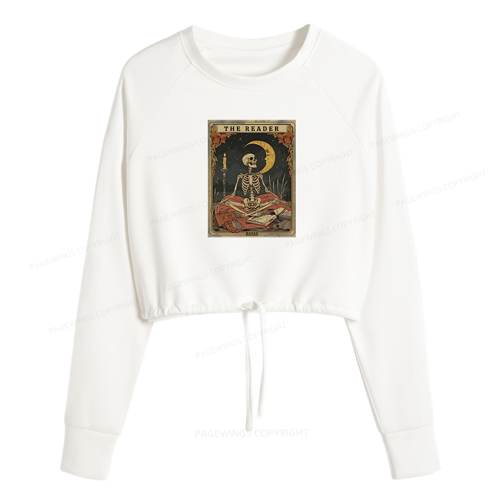 Pagewings The Reader Tarot Card Women Cropped Sweatshirt 