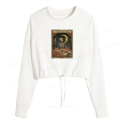 Pagewings The Reader Tarot Card Women Cropped Sweatshirt 
