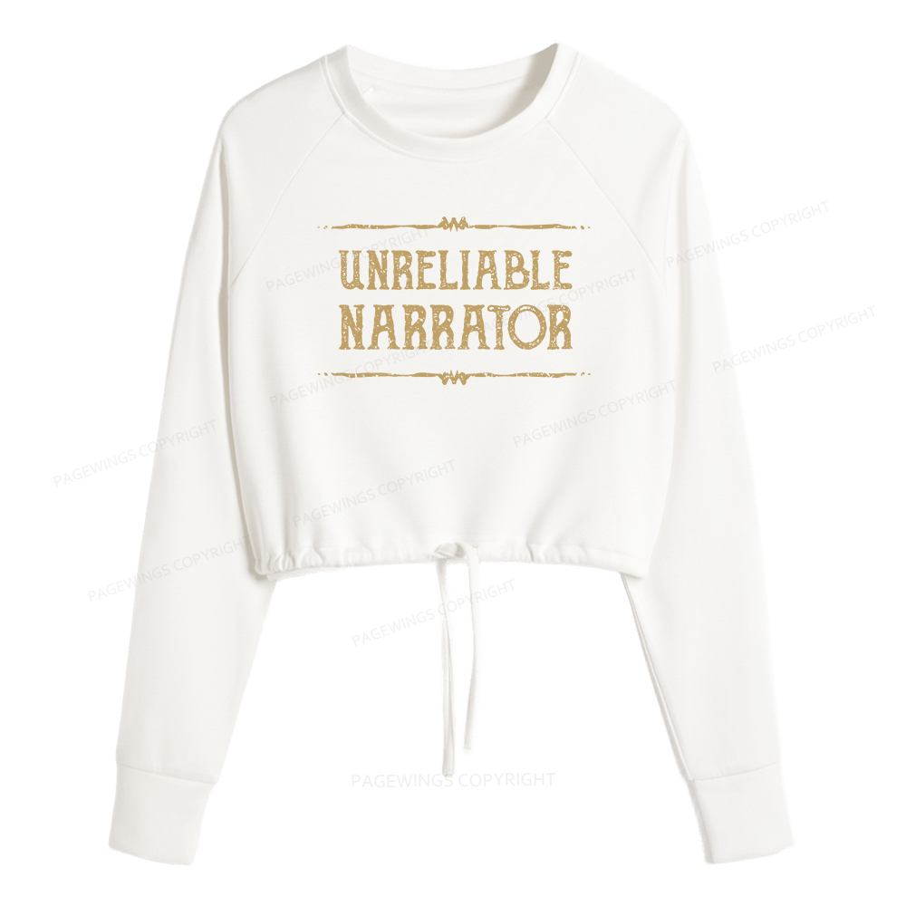 Pagewings Unreliable Narrator Women Cropped Sweatshirt 