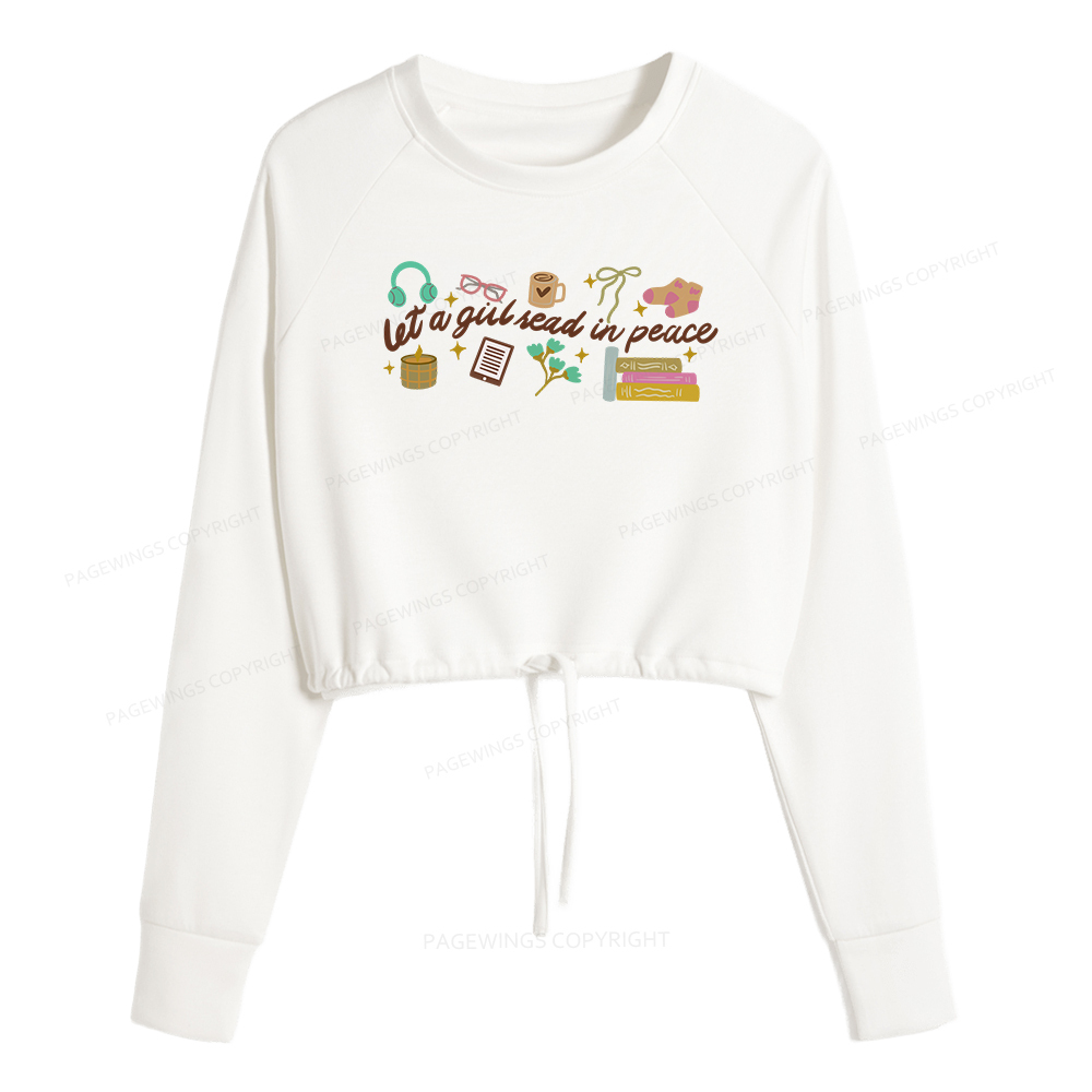 Pagewings Let a Girl Read in Peace Women Cropped Sweatshirt 