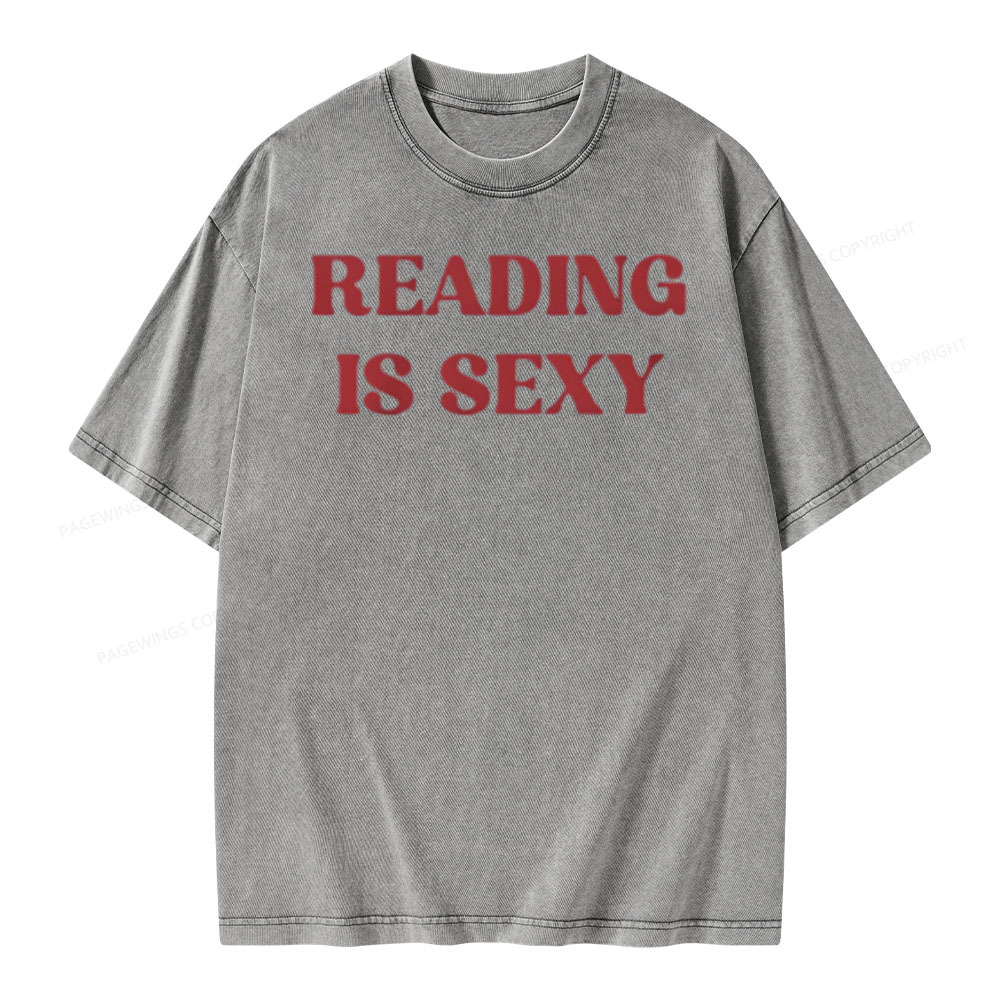 Pagewings Reading Is Sexy Shirt, Book Lover Shirt Unisex Washed T-shirt