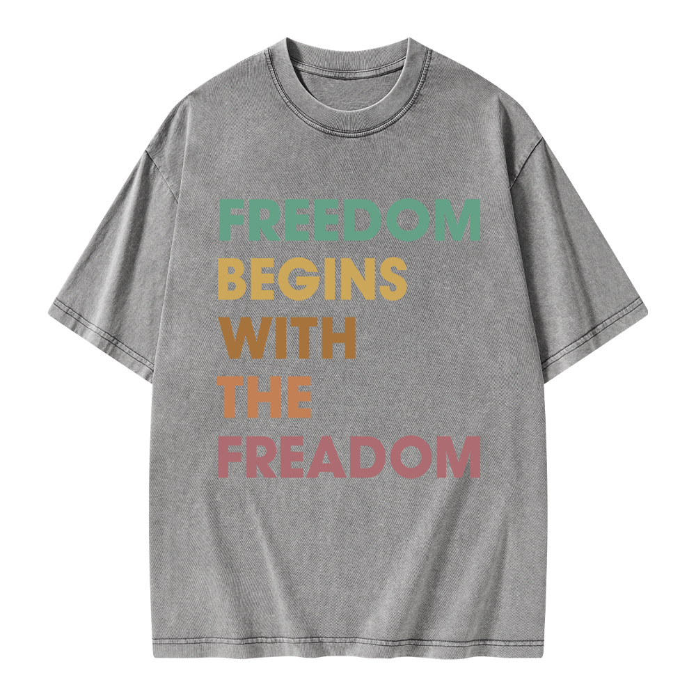 Pagewings Freedom Begins With The Freadom Unisex Washed T-shirt