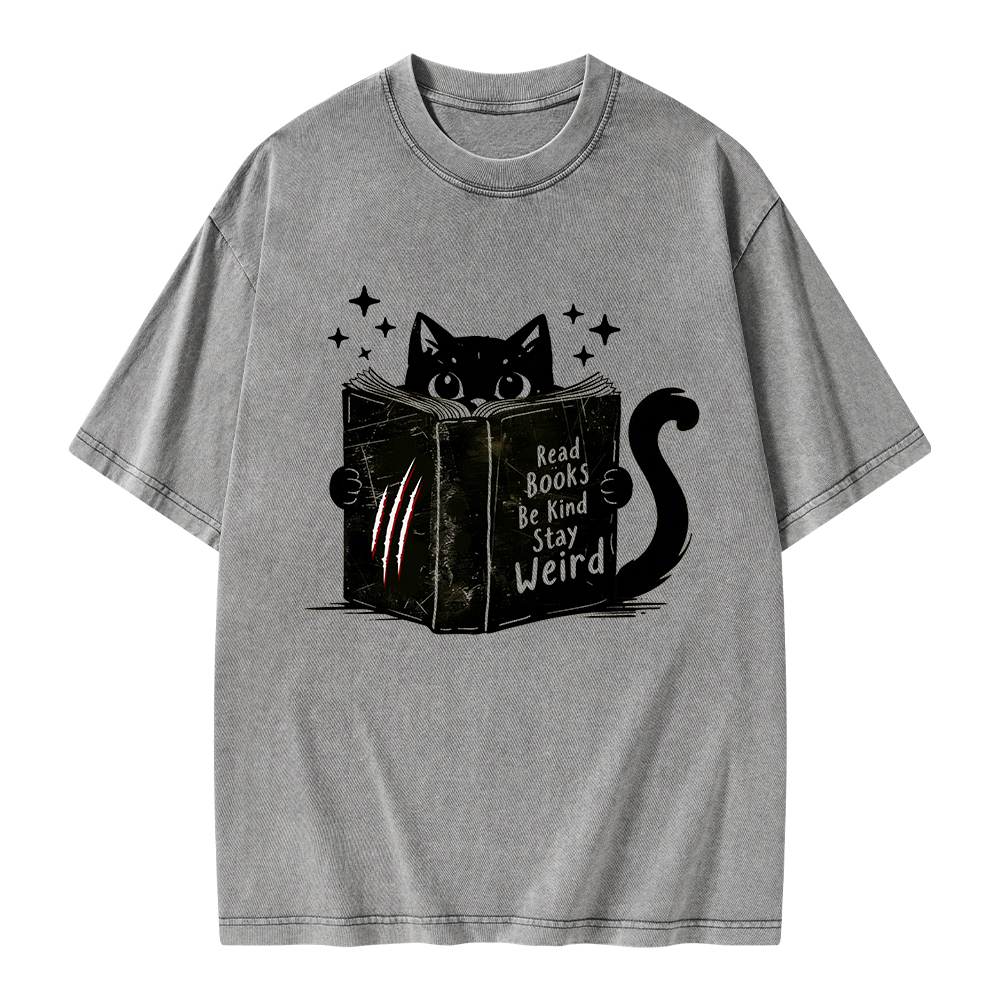 Pagewings Read Books Be Kind Stay Weird Unisex Washed T-shirt