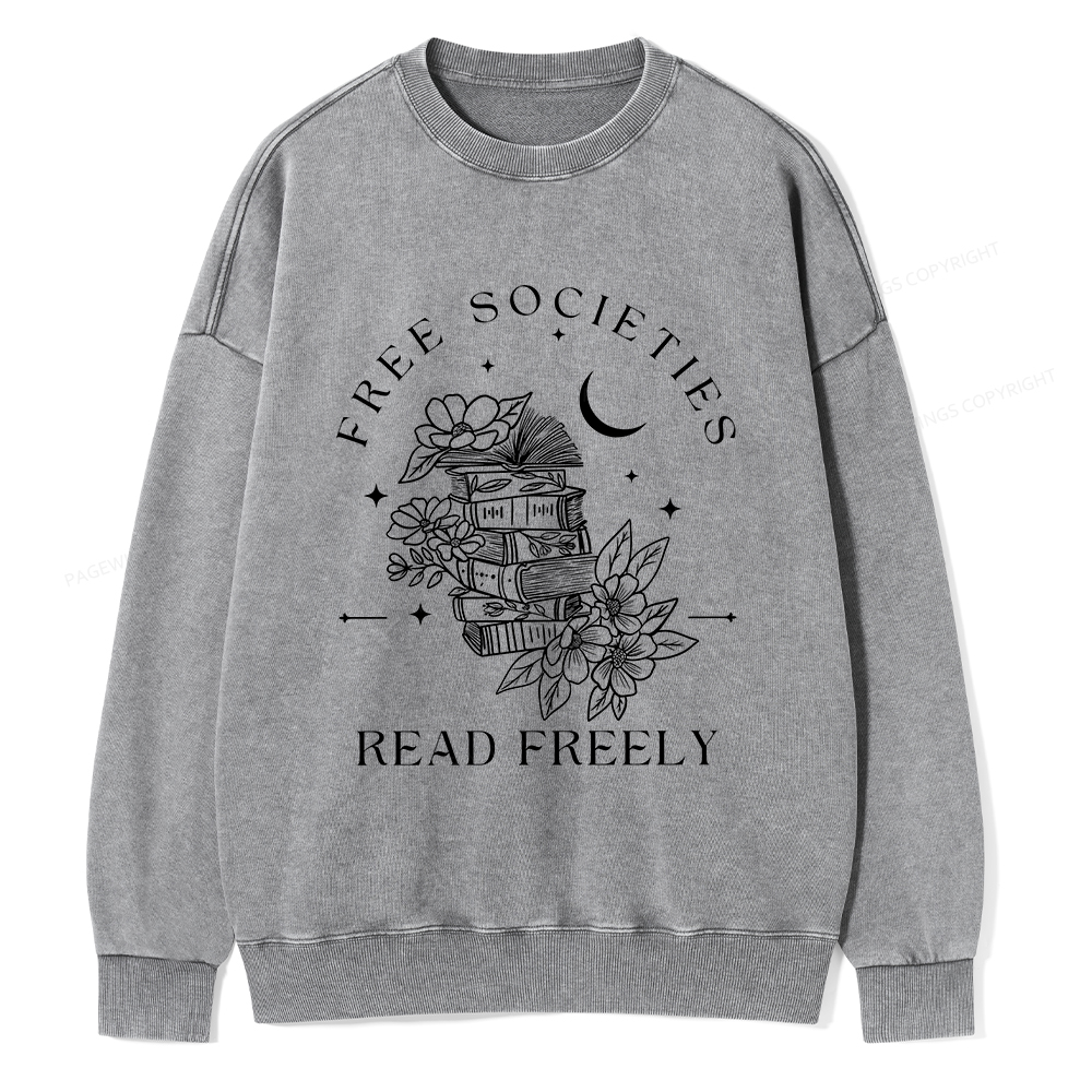 Pagewings Free Societies Read Freely Comfort Colors Shirt Unisex Washed Sweatshirt