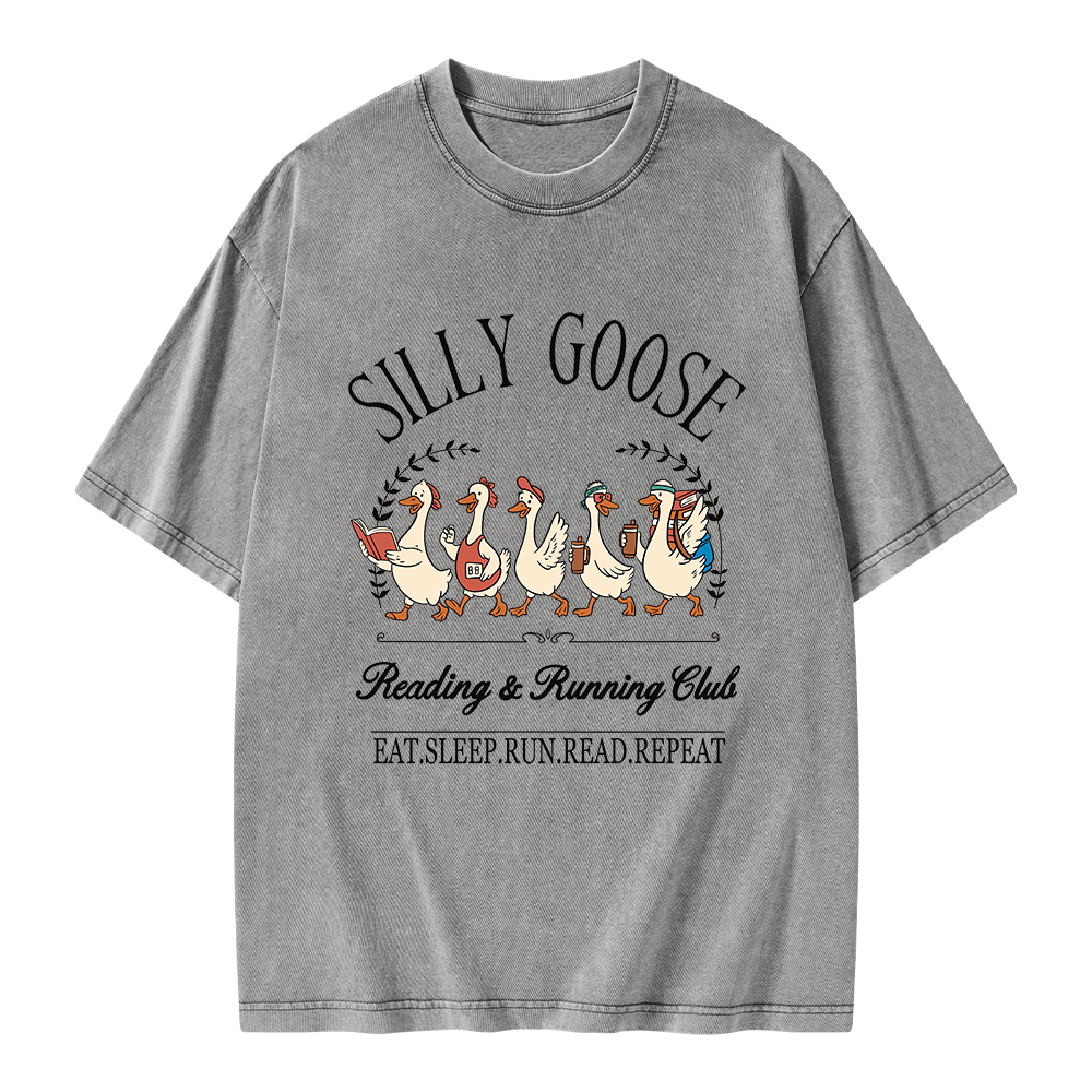 Pagewings  Silly Goose Reading And Running Club Unisex Washed T-shirt