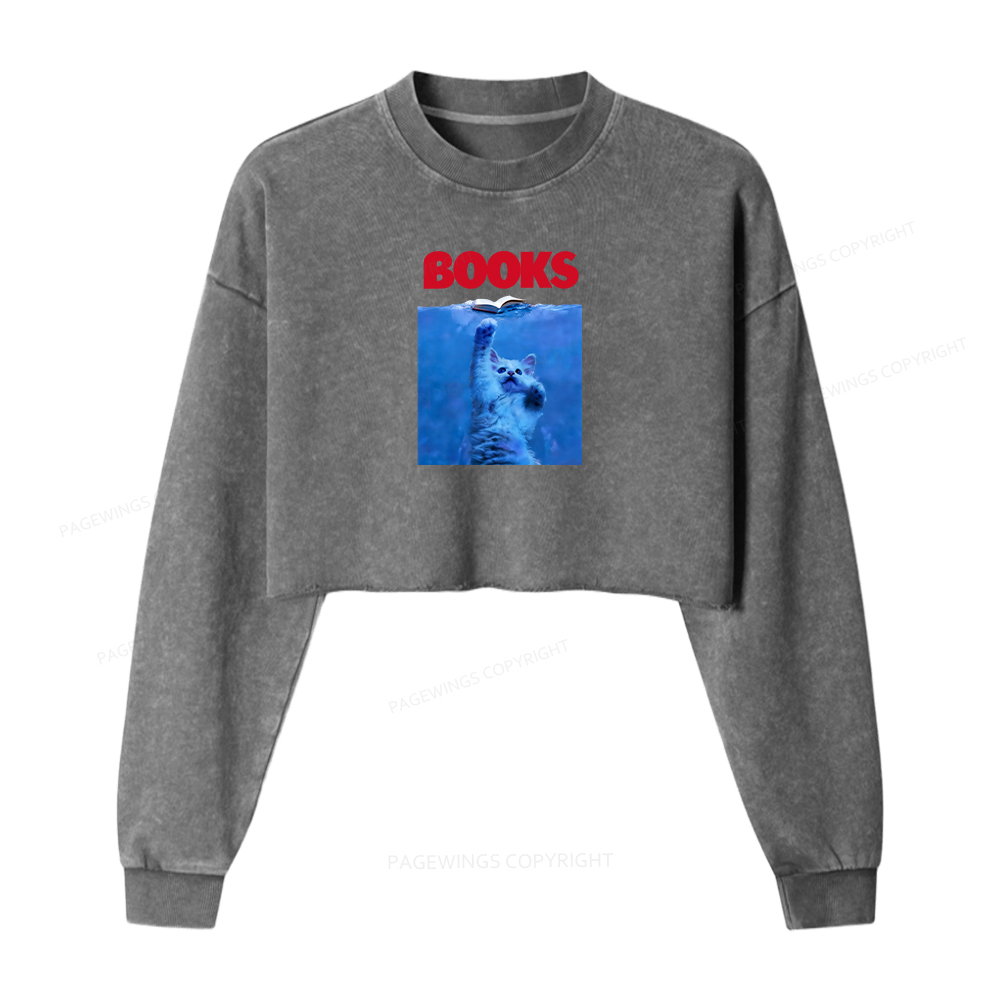Pagewings Books Washed Crop Sweatshirt