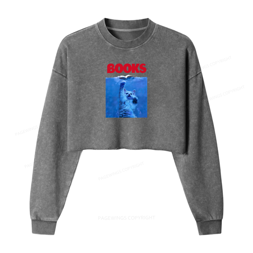 Pagewings Books Washed Crop Sweatshirt