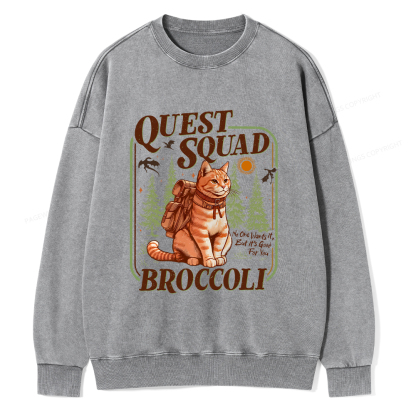 Pagewings Quest Squad Broccoli Unisex Washed Sweatshirt
