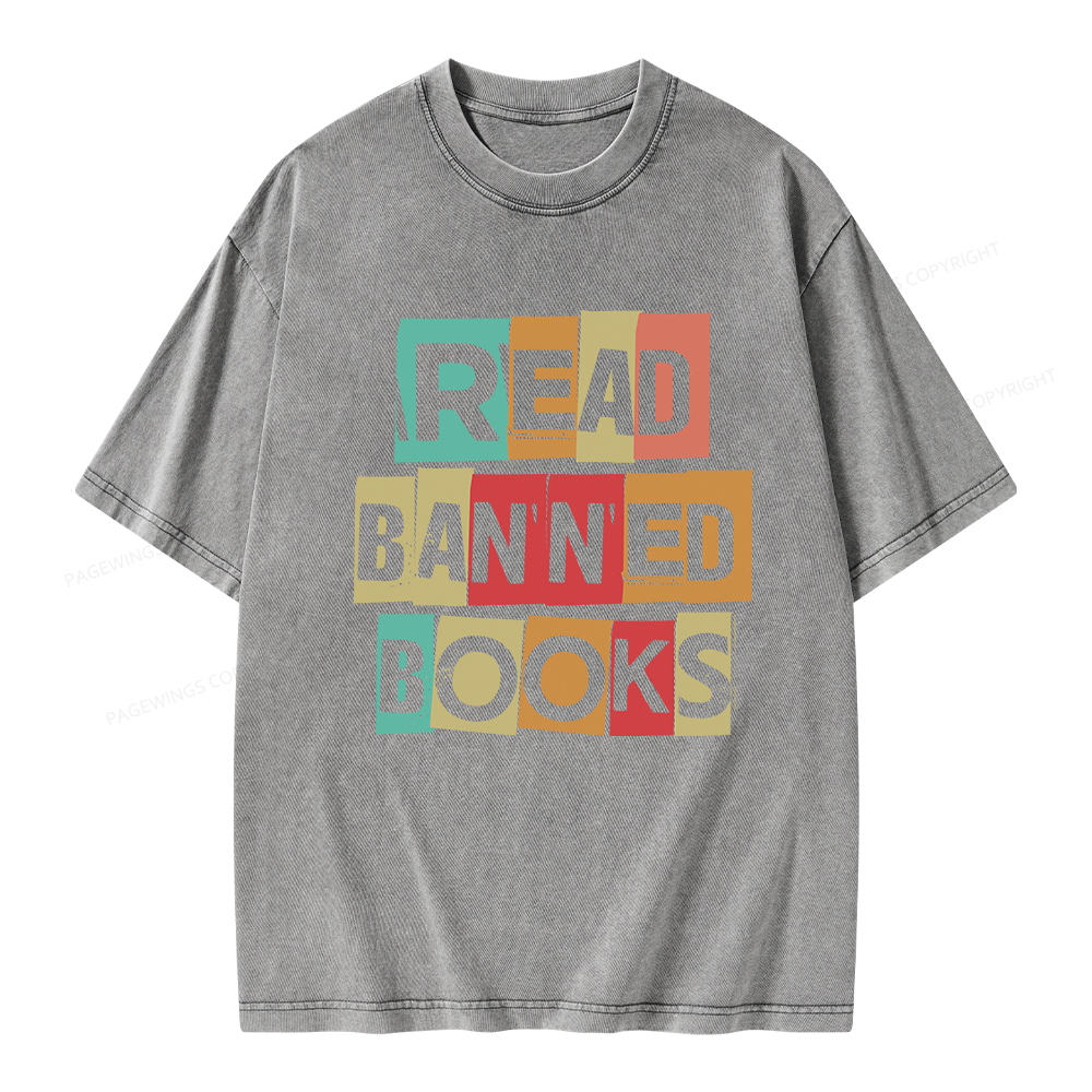 Pagewings Read Banned Books Shirt Unisex Washed T-shirt
