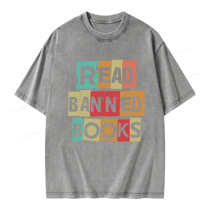 Pagewings Read Banned Books Shirt Unisex Washed T-shirt