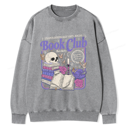 Pagewings Anti Social Book Club Unisex Washed Sweatshirt