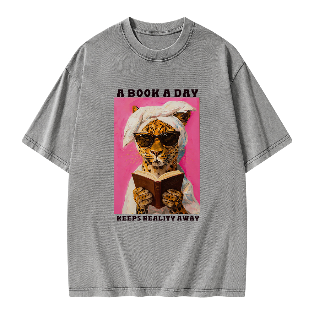Pagewings A Book A Day Keeps Reality Away Unisex Washed T-shirt