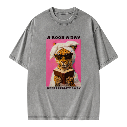 Pagewings A Book A Day Keeps Reality Away Unisex Washed T-shirt