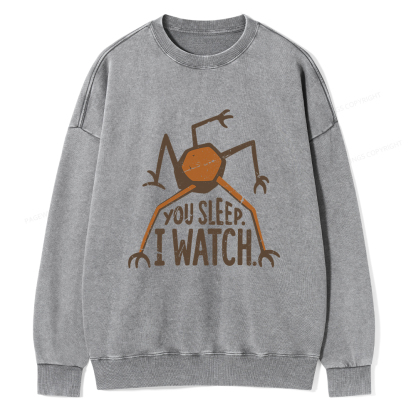Pagewings You Sleep I Watch Unisex Washed Sweatshirt