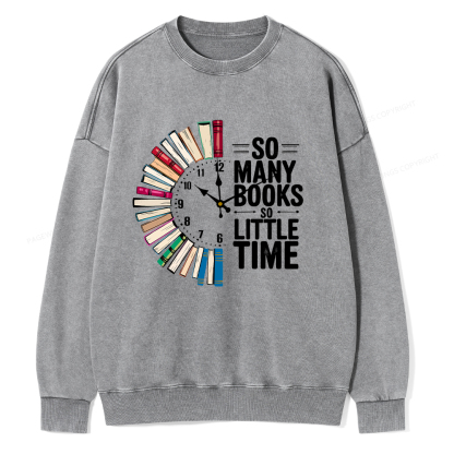 Pagewings So Many Books So Little Time Unisex Washed Sweatshirt