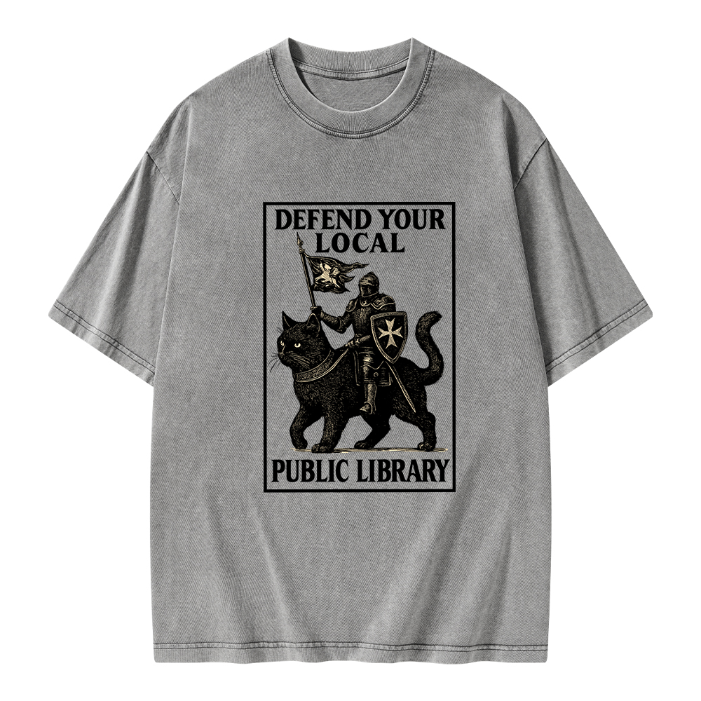 Pagewings Defend Your Local Library Unisex Washed T-shirt