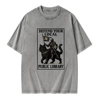 Pagewings Defend Your Local Library Unisex Washed T-shirt