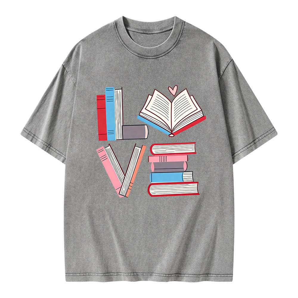 Pagewings  Books Lovers Valentines Unisex Washed T-shirt