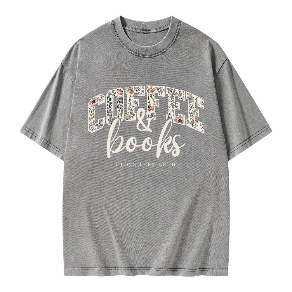 Pagewings Coffee And Books Unisex Washed T-shirt
