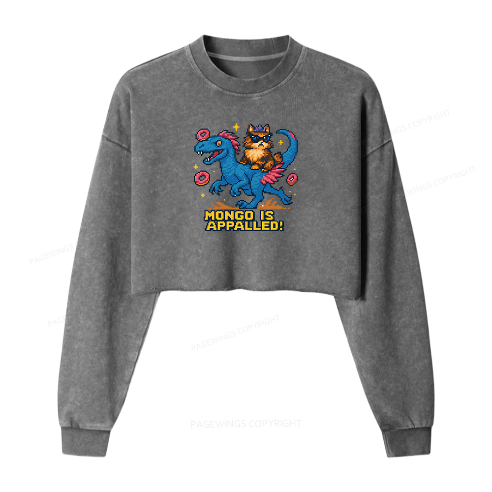 Pagewings Mongo is Appalled Washed Crop Sweatshirt