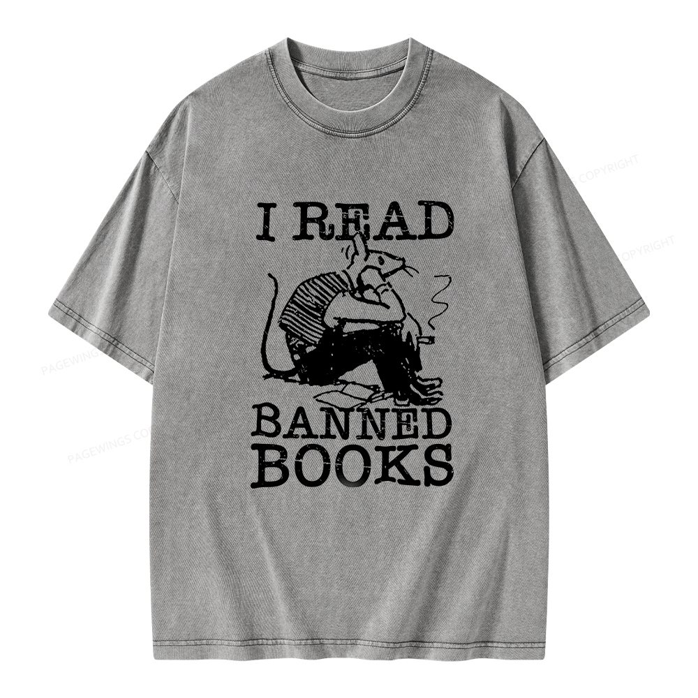 Pagewings I Read Banned Books T Shirt Unisex Washed T-shirt