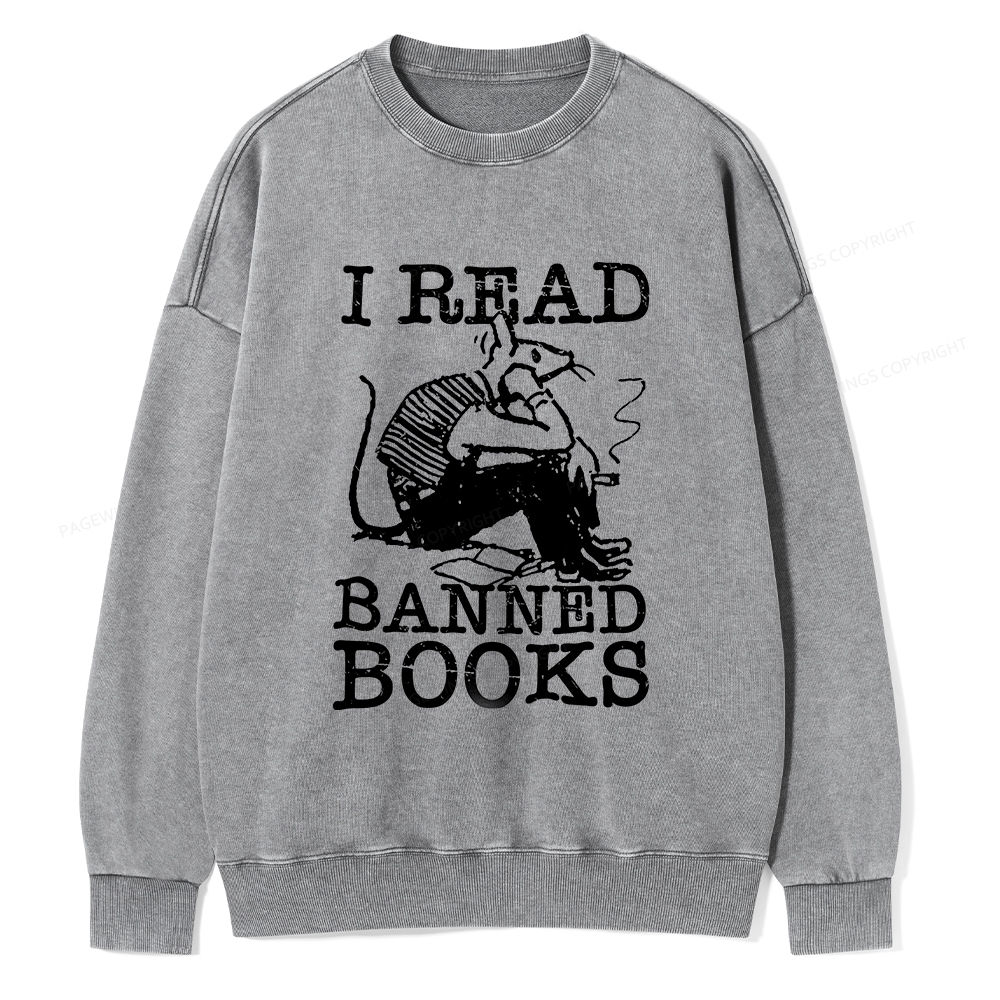 Pagewings I Read Banned Books T Shirt Unisex Washed Sweatshirt