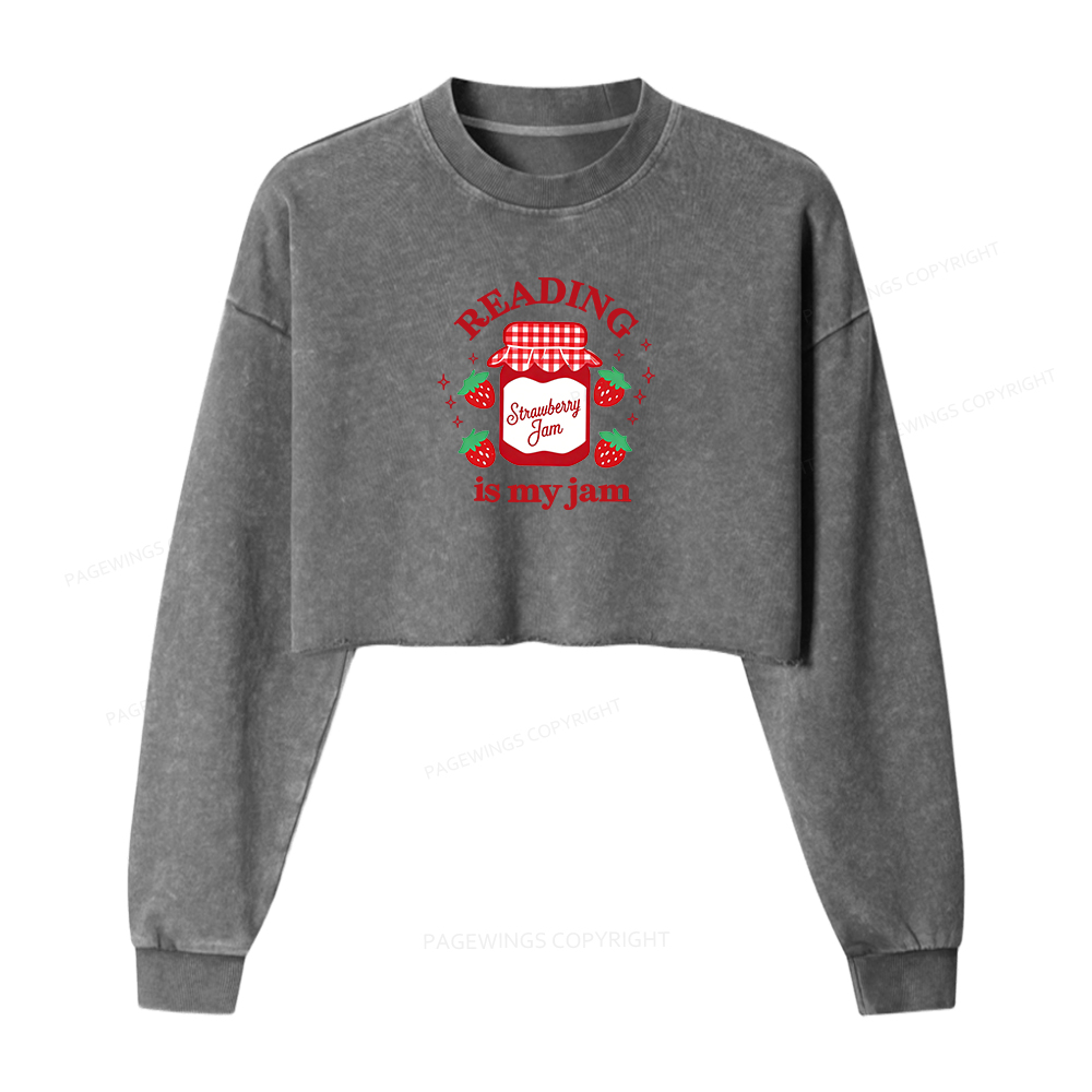 Pagewings Reading is My Jam Washed Crop Sweatshirt
