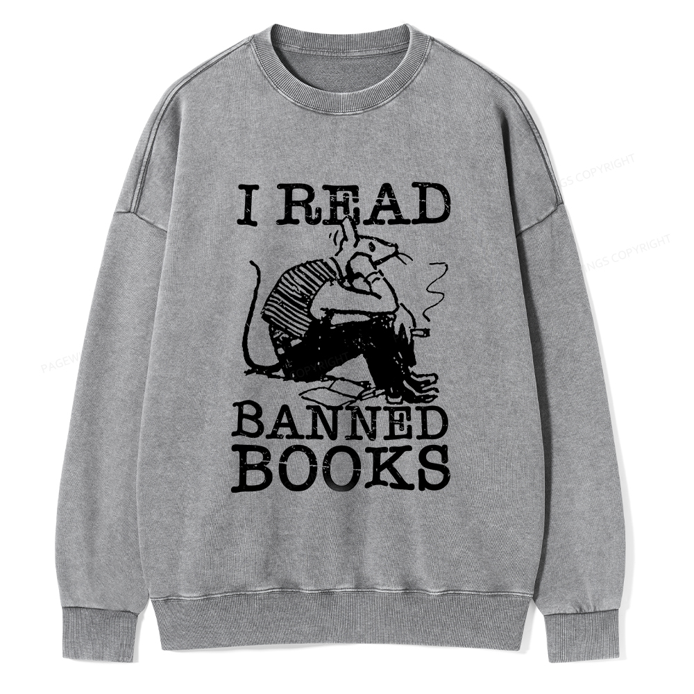 Pagewings I Read Banned Books T Shirt Unisex Washed Sweatshirt