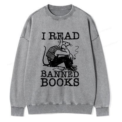 Pagewings I Read Banned Books T Shirt Unisex Washed Sweatshirt
