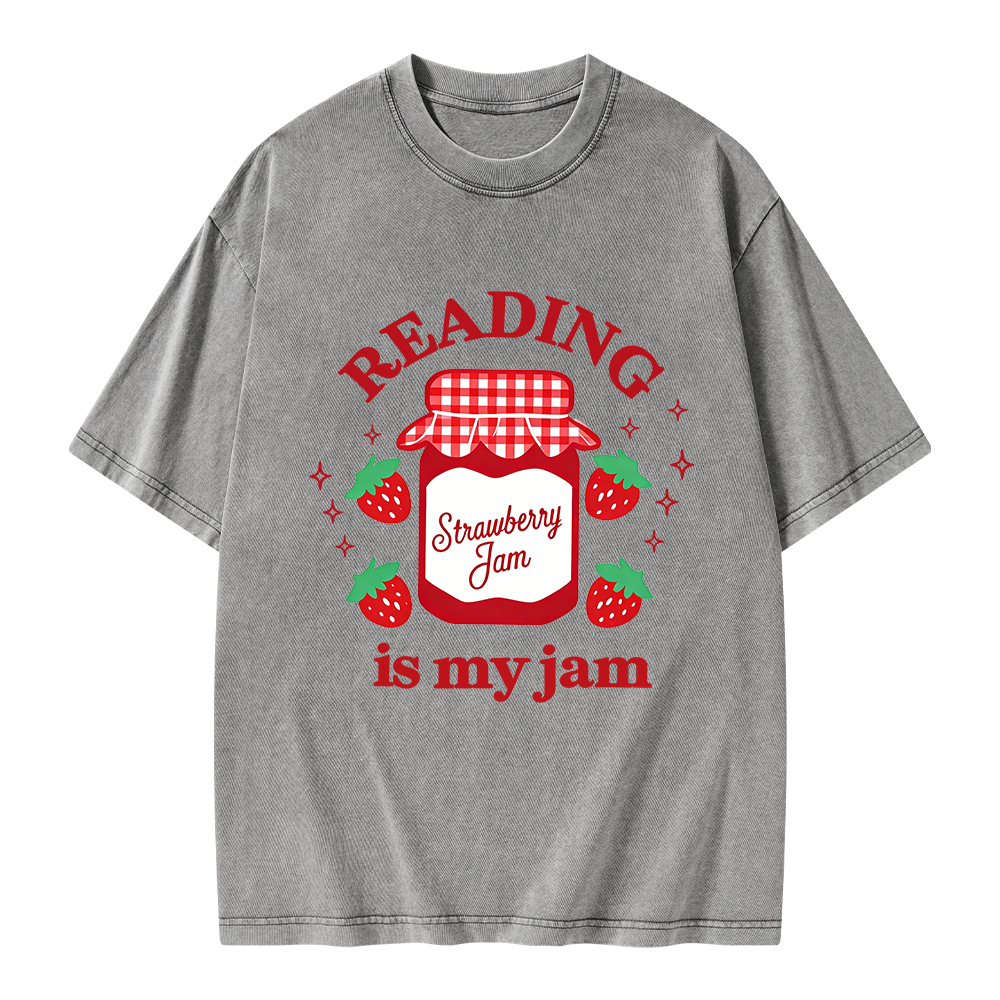 Pagewings Valentines Day Reading is My Jam Unisex Washed T-shirt