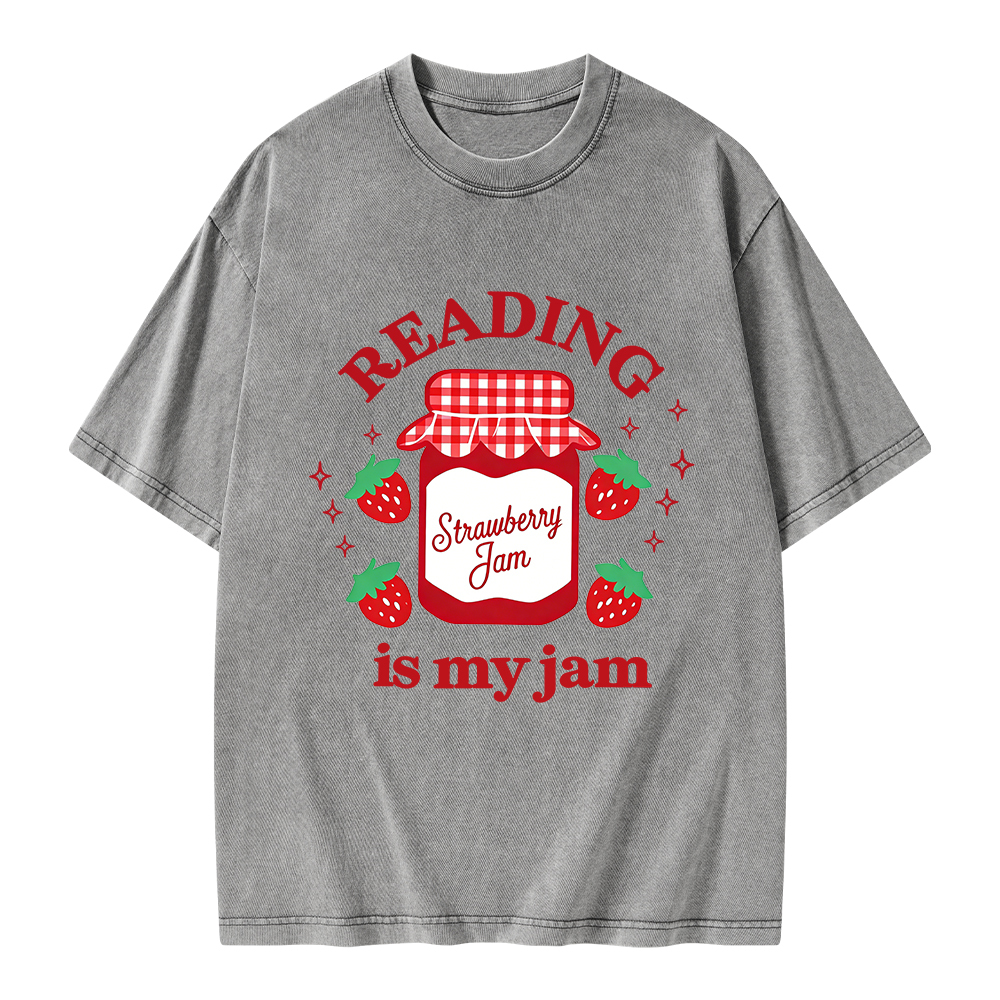 Pagewings Valentines Day Reading is My Jam Unisex Washed T-shirt