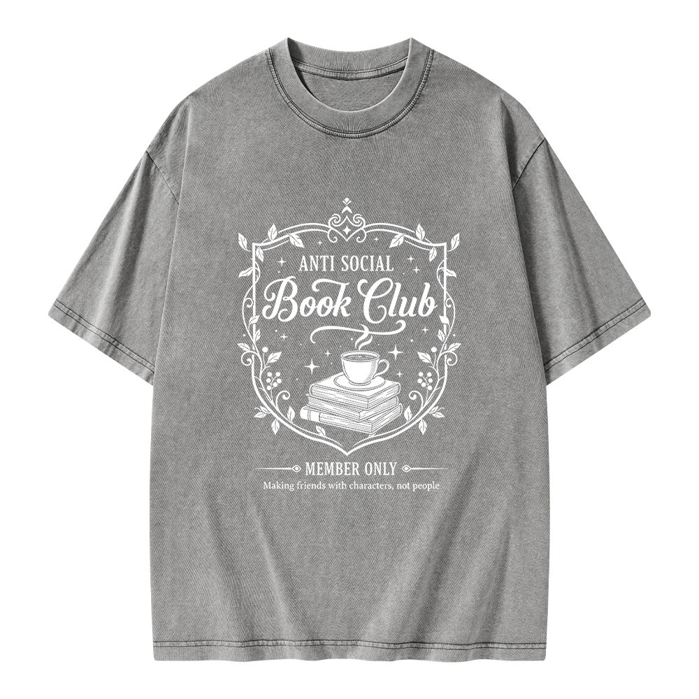 Pagewings Anti Social Book Club Unisex Washed T-shirt