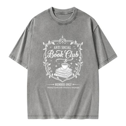 Pagewings Anti Social Book Club Unisex Washed T-shirt