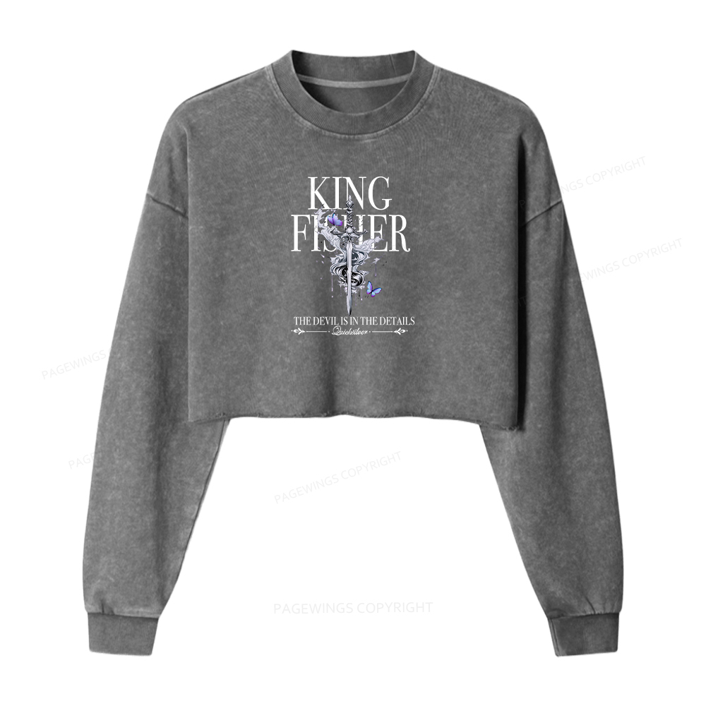 Pagewings Kingfisher Washed Crop Sweatshirt